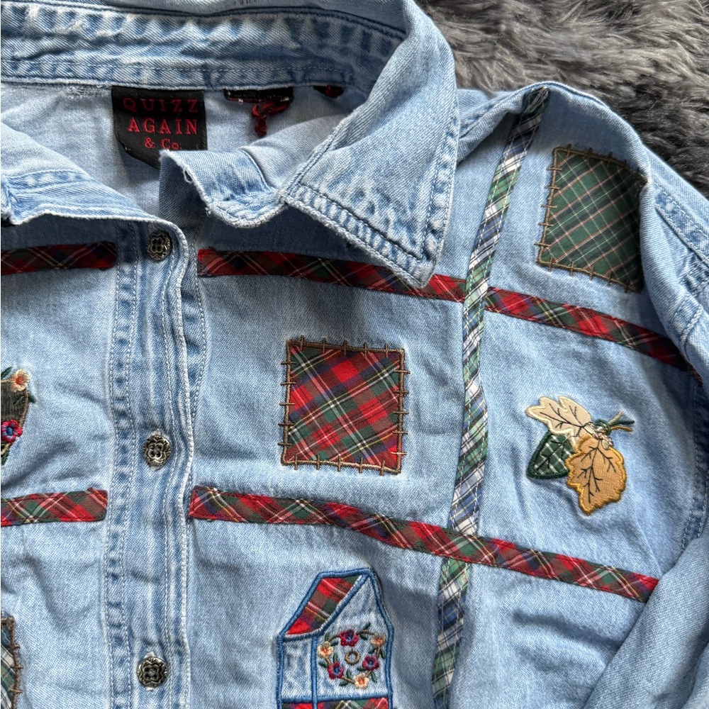 Vintage Denim Patchwork Shirt - image 3